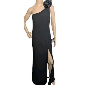 NEW Lulus Black One Shoulder Mermaid Maxi Dress Gown Size Small